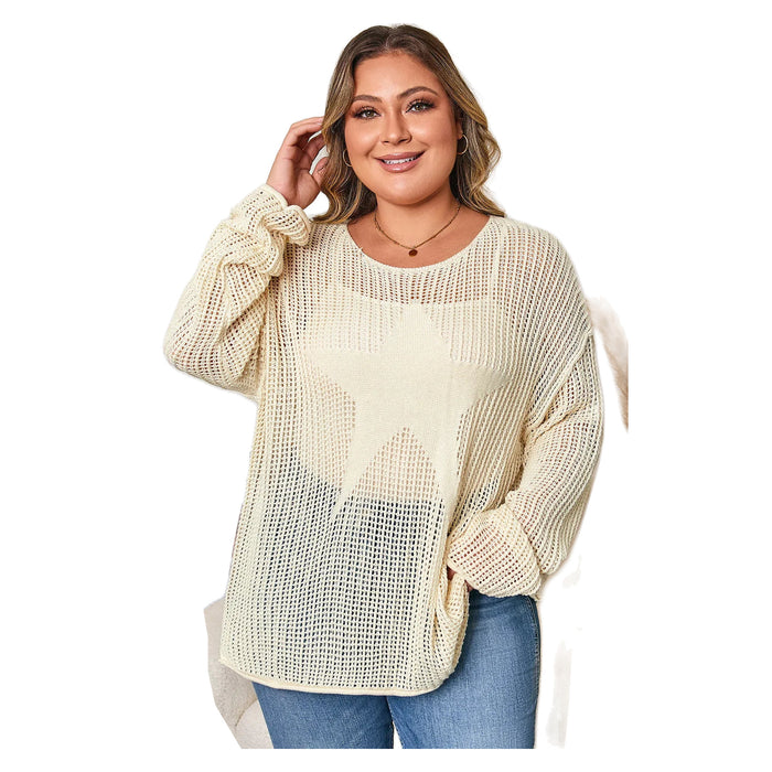 Women's Parchment Plus Size Open-Knit Sweater
